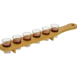 Planche en pin avec 6 verres à shooter*Gifi Online