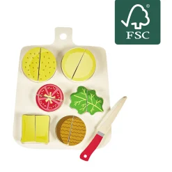 Gifi Jeux D'Imagination Et D'Imitation<Planche et aliments burger prédécoupés en bois
