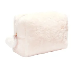 New Gifi Pochette à cosmétiques fausse fourrure rose ou beige 19x9xH12cm