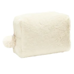 New Gifi Pochette à cosmétiques fausse fourrure rose ou beige 19x9xH12cm