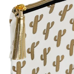 Outlet Gifi Pochette à maquillage motif tropical cactus doré