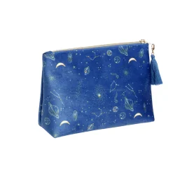 Hot Gifi Pochette velours motif cosmic astro 21x7,5xH15,5cm - 2 modèles bleu ou rouge