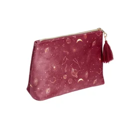 Hot Gifi Pochette velours motif cosmic astro 21x7,5xH15,5cm - 2 modèles bleu ou rouge