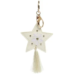 Outlet Gifi Porte-clé en forme d'étoile avec pompon beige
