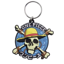 New Gifi Porte clé One Piece tête de mort caoutchouc bleu