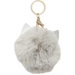Clearance Gifi Porte-clé pompon en fausse fourrure avec oreilles de chat