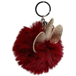 Hot Gifi Porte-clé pompon en fausse fourrure licorne