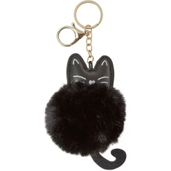 Discount Gifi Porte clés chat noir en boule de peluche