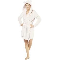 Sale Gifi Robe de chambre femme avec capuche oreille blanc à pois multicolore