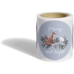 Rouleau étiquette autocollante motif nature Merry and bright Ø3cm x50*Gifi Sale