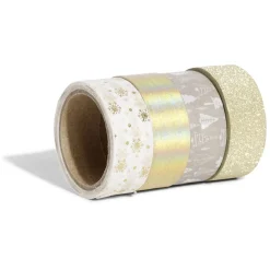 Gifi Ruban washi tape Noël blanc et doré 4m x5