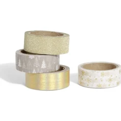 Gifi Ruban washi tape Noël blanc et doré 4m x5
