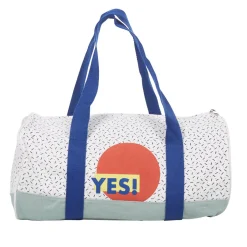 Outlet Gifi Sac de bowling blanc bleu inscription Yes motif rond rouge