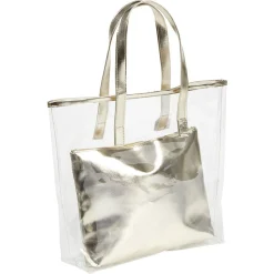 Best Gifi Sac de plage transparent avec pochette doré