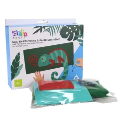 Gifi Sac DIY en feutrine à coudre motif caméléon vert et rouge