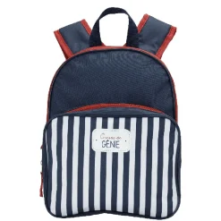 New Gifi Sac à dos maternelle bleu rouge avec rabat rayé blanc bleu