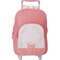 Gifi Sac à dos Trolley rose motif chat avec roulettes