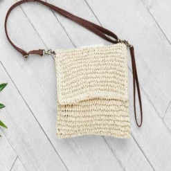 Outlet Gifi Sac pochette porté croisé matière naturelle