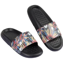 New Gifi Sandales claquettes plastique noir motif feuillage multicolore 38/39