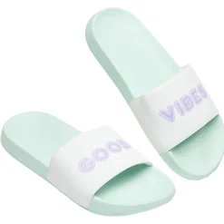 Best Gifi Sandales claquettes plastique vert imprimé Good vibes