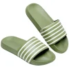 Clearance Gifi Sandales claquettes plastique Vert rayé blanc