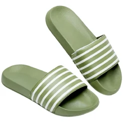 Clearance Gifi Sandales claquettes plastique Vert rayé blanc