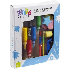 Gifi Jeux De Société Et Éducatifs<Set de peinture 6 couleurs pinceaux et accessoires tampons en mousse
