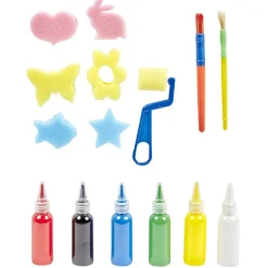 Gifi Jeux De Société Et Éducatifs<Set de peinture 6 couleurs pinceaux et accessoires tampons en mousse
