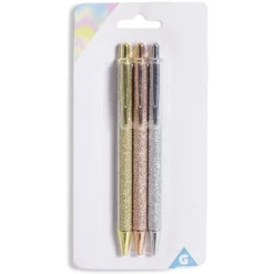 Stylo à bille bleu rétractable design pailleté x3*Gifi