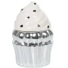 Gifi Sucrier cupcake gris argenté avec couvercle blanc