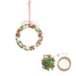Gifi Suspension Couronne de Noël Set créatif pompon rouge et vert