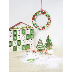 Gifi Suspension Couronne de Noël Set créatif pompon rouge et vert