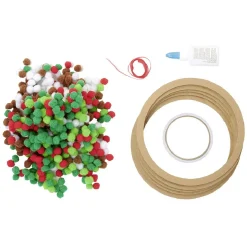Gifi Suspension Couronne de Noël Set créatif pompon rouge et vert