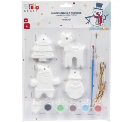 Gifi Suspension de Noël en plâtre à peindre x4