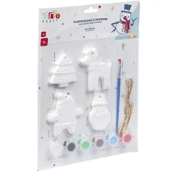 Gifi Suspension de Noël en plâtre à peindre x4
