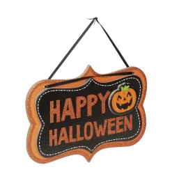 Suspension de porte pancarte Happy Halloween orange et noire bois*Gifi Outlet
