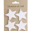 Gifi Suspension étoile blanche pailletée Noël x4