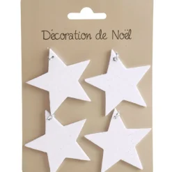 Gifi Suspension étoile blanche pailletée Noël x4