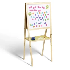 Gifi Tableau en bois double face magnétique et craie avec accessoires