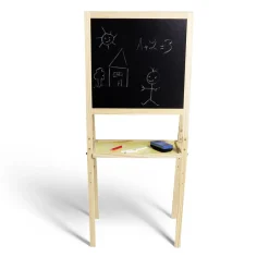 Gifi Tableau en bois double face magnétique et craie avec accessoires
