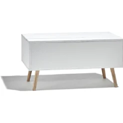 Gifi Table basse avec coffre de rangement blanc naturel Charlotte