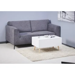Gifi Table basse avec coffre de rangement blanc naturel Charlotte