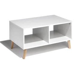 Gifi Table basse blanche Bergen 2 niches