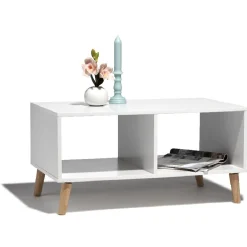 Gifi Table basse blanche Bergen 2 niches