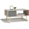 Gifi Table basse naturelle Bilbao 1 tiroir et 1 niche