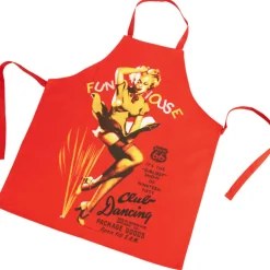 Gifi Tablier rouge en coton pin up Route 66