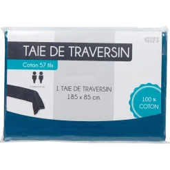 Gifi Taie de traversin bleu gris