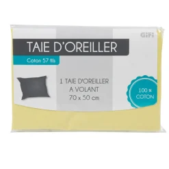 Gifi Taie d oreiller jaune avec volant