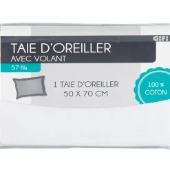 Gifi Taie oreiller blanc avec volant