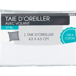 Gifi Taie oreiller blanc avec volant
